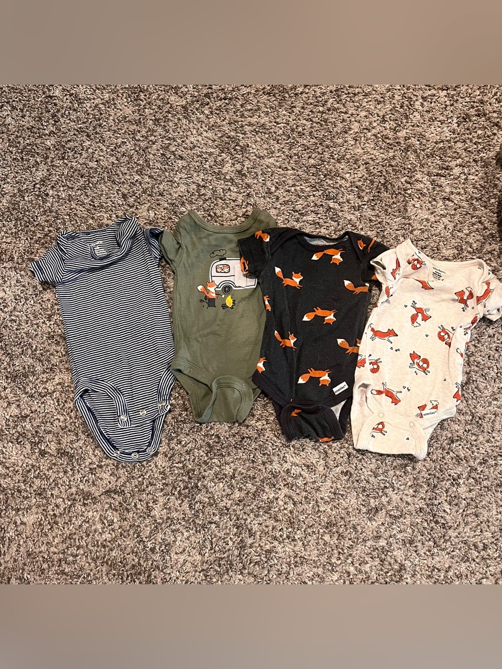 Mixed Fox & Stripe Baby One-Piece Bodysuits - Multi Color (4)